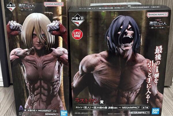 【開封品】一番くじ 進撃の巨人 A賞 女型の巨人 MEGAIMPACT ラストワン賞 エレン 巨大樹の森決戦ver.