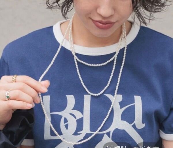 新品【eL+1】extra long necklace パール おねさん 巾着