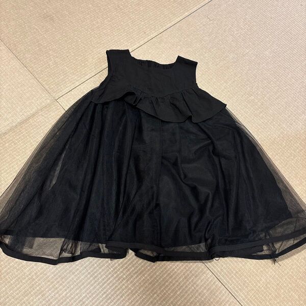女の子 120cm ワンピース チュールスカート フォーマル 発表会 結婚式 黒