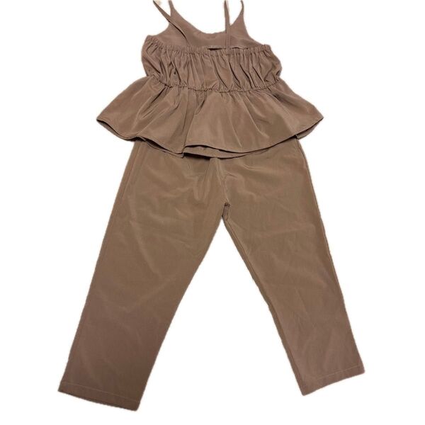 120cm 女の子セットアップ ブラウン ペプラム