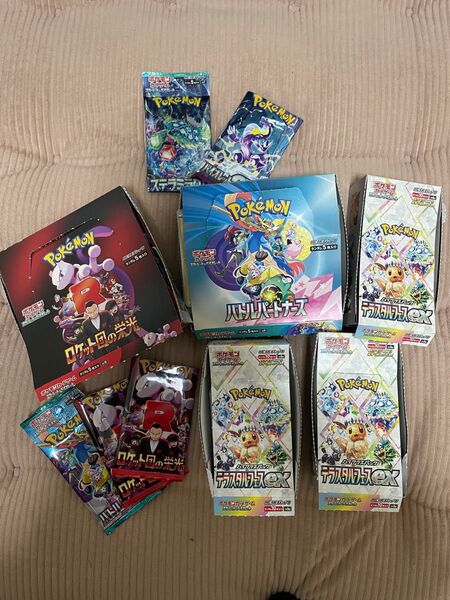 ポケモンカードテラスタルフェス、バトルパートナーズ、ロケット団の栄光、シャイニー、ステラ、バイオレット各種開封済!!難あり!!