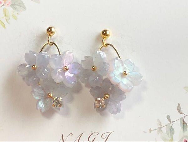 ☆374☆ 桜 薄紫 ピアス (※イヤリング変更可)