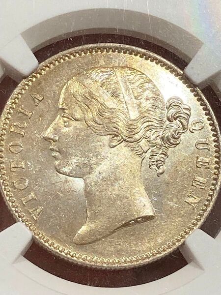 英領インドルピー銀貨 NGC MS64 ヤングヴィクトリア 決済期限火曜日