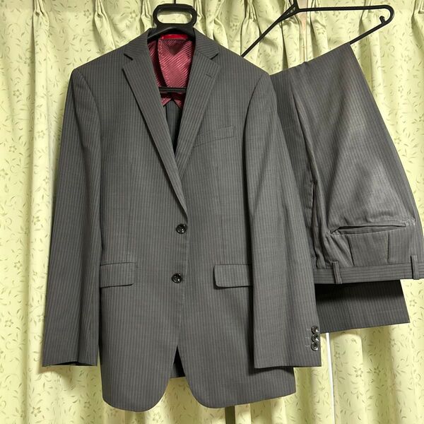 606.Y6.美品!ノータックパンツ 175cm、W.81cm程 ストライプ