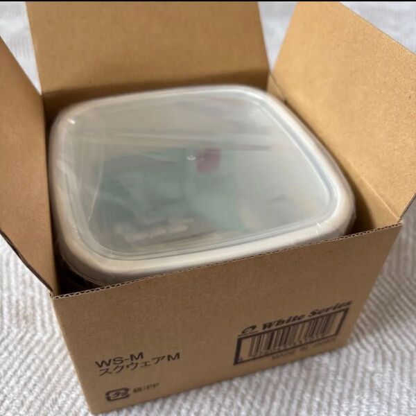 【新品未使用】White Series 保存容器 スクウェア M シール蓋付 (ホワイト) WS-M