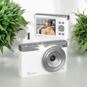 デジカメ 4K 動画撮影5000万画素 デジタルカメラ32GBMicroSD ホワイト