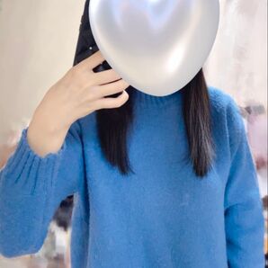 ニット 青 ネックニット トップス 布 フリーサイズ 冬服 秋服