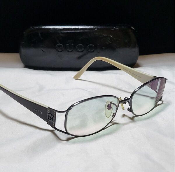 ◆GUCCI グッチ◆GGロゴ付き 眼鏡 メガネ チタンフレーム 度入り ケース付き