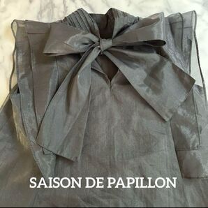 【美品】SAISON DE PAPILLONシフォンブラウスブラック フェミニン