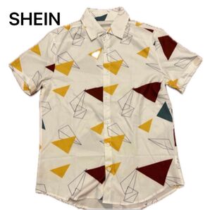【人気】SHEIN 総柄 カラフル 半袖シャツ メンズ M 派手 夏コーデ 韓国系
