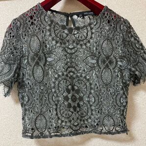 ZARA 透かし編みブラウス ショート丈