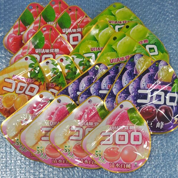 コロロ 5種類 20袋セット(白桃、巨峰、パイン、佐藤錦、シャインマスカット)