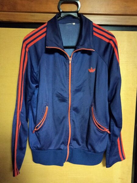 adidas アディダス 70s オリジナル曲がりポケット ジャージ メンズ Lサイズ ネイビー レッド 三つ葉 adidas