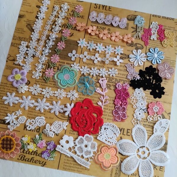 花モチーフレース 100枚セット 手芸 パーツ ハンドメイド
