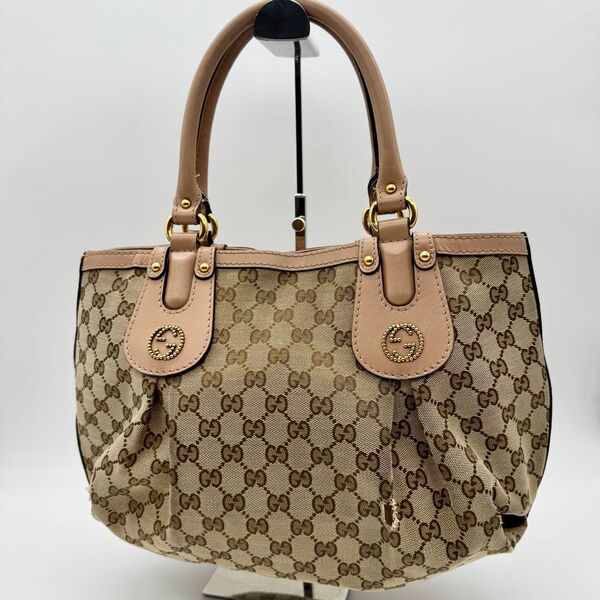 GUCCI グッチ トートバッグ スカーレット スタッズ GGキャンバス レザー