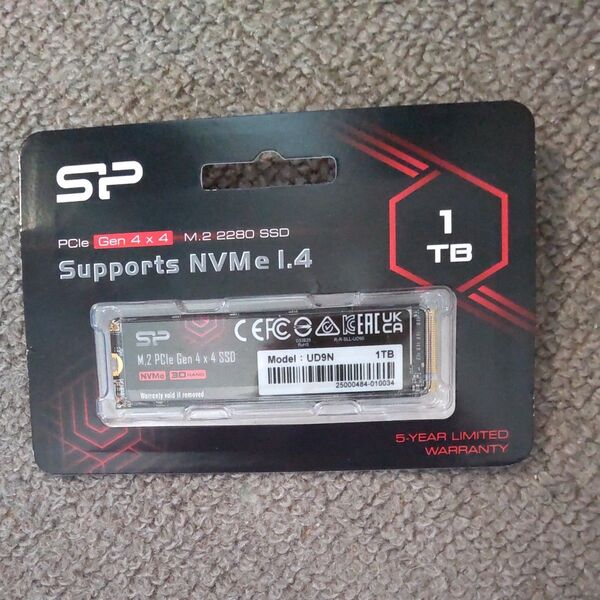 SSD 1TB シリコンパワー M.2 2280 PCIe4.0×4 SJ01KGBP44UD9N05J5