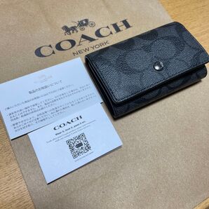 新品未使用 コーチ キーケース シグネチャー チャコール コーチ柄 メンズ