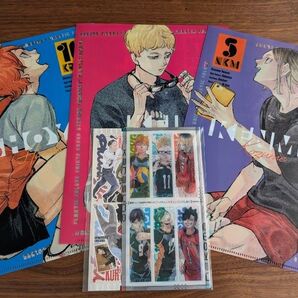 ハイキュー!! 最強ジャンプ 7月号 チェンジングしおり6種 スクラップ風両面デザインカード4枚 両面クリアファイル コンプ
