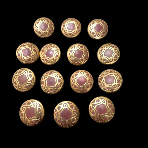 ヴィンテージ ボタン 14個 直径約1.7cm まとめ売り ゴールド系 手芸材料 パーツ ハンドメイド