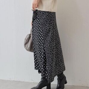 BEARDSLEY ドットラップ風スカート F ブラック