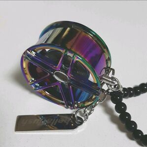 汎用 カー用品 ルームミラー バックミラー ホイール ペンダント レインボー