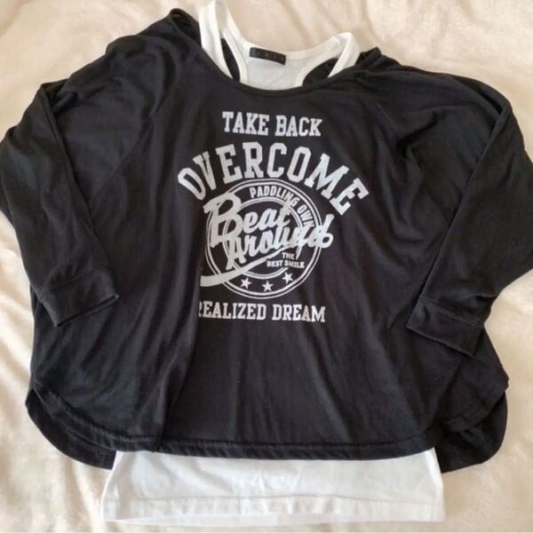 ドルマン カットソー タンクトップ 2点セット 長袖 ロゴ Tシャツ