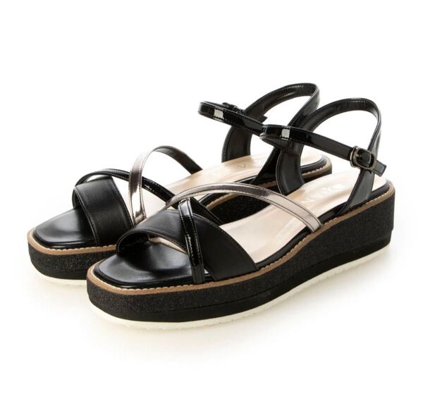 美品 DIANA ダイアナ 厚底 サンダル フラット 本革 レザー エナメル ストラップ