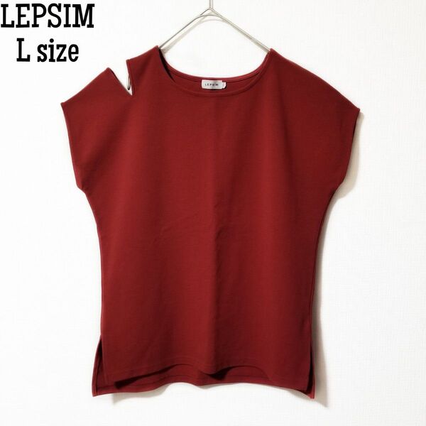 LEPSIM/スリーブカット Tシャツ カットソー 半袖 トップス 赤 Lサイズ