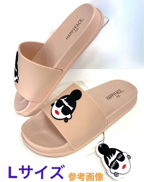 サンダル Lサイズ ハッピーフェイス シャワーサンダルHAPPY FACEベージュ24cm~24.5cmサングラス柄ライトベージュ