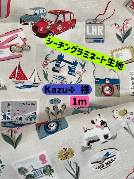 21【1m】キャスキッドソン・シーチングラミネート生地(アニバーサリー)