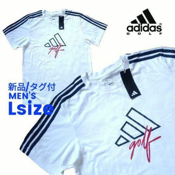 L■新品/タグ付 adidas(アディダス)GOLF グラフィック 半袖 Tシャツ KVZ73 ホワイト
