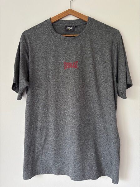 新品EVERLAST半袖Tシャツストレッチ素材Lチャコールグレー#プリントロゴUVカット