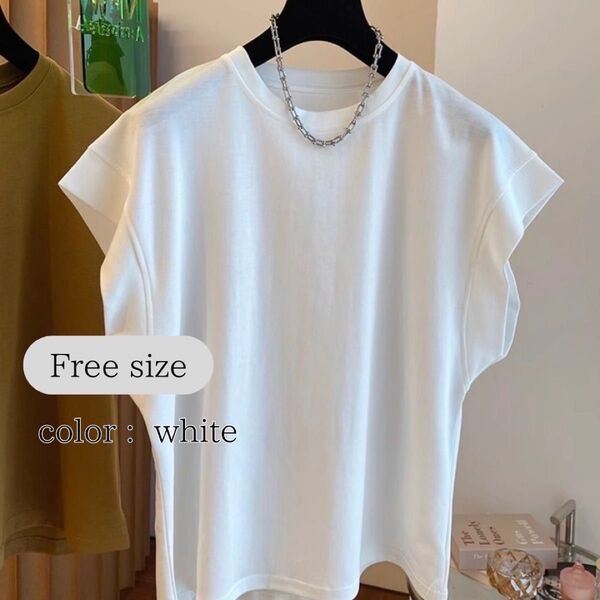 半袖 ホワイト 白 ブラウス カットソー トップス デザイン Tシャツ シンプル 細見え 夏 レディース