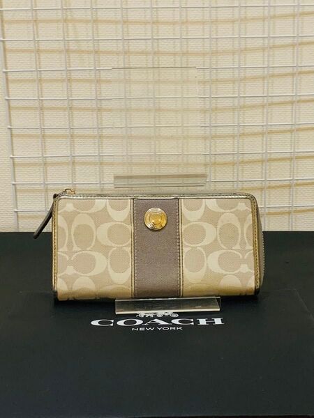 coach コーチ シグネチャー 長財布 ロングウォレット ラウンドファスナー ウォレット レザーキャンバス 男女兼用