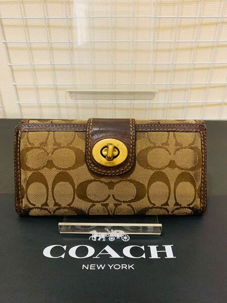 COACH コーチ シグネチャー 長財布 財布 折り財布 ブラウン レザーキャンバス