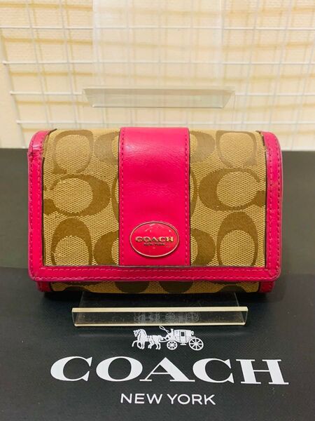 COACH コーチ 二つ折り財布 ウォレット シグネチャー 財布 レザーキャンバス ブラウン系