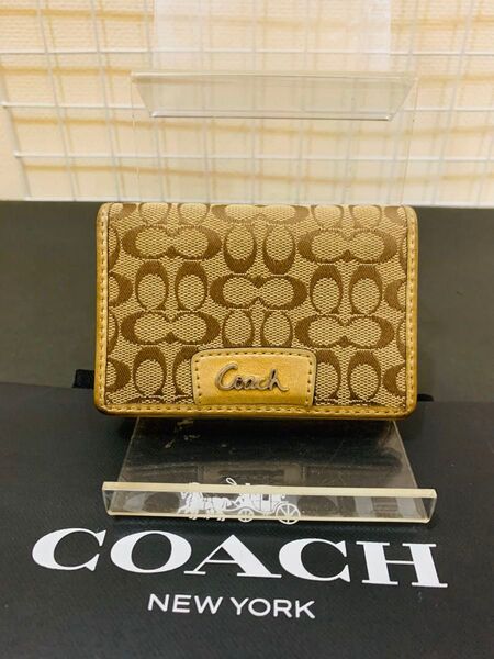 COACH コーチ シグネチャー 名刺入れ カードケース レザーキャンバス ブラウン