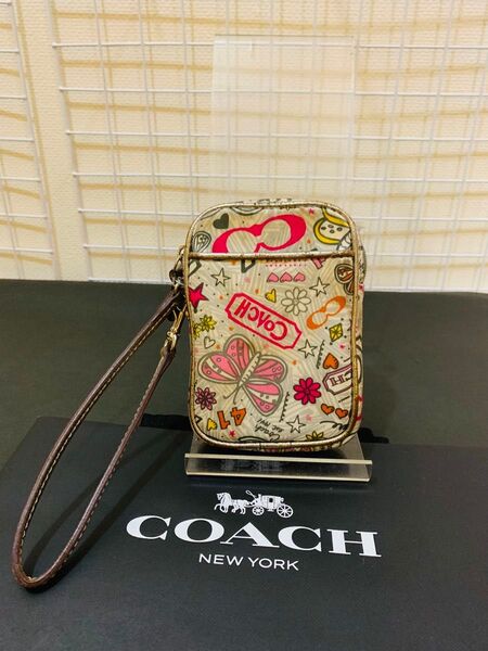 COACH コーチ シグネチャー ポーチ 小物入れ レザーナイロン