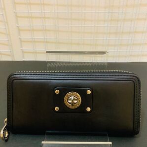 【まあまあ美品】マークバイマークジェイコブス 長財布 ラウンドファスナー長財布 レザー ブラック 男女兼用