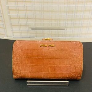 miu miu ミュウミュウ 長財布 ガマ口 レザー ピンク