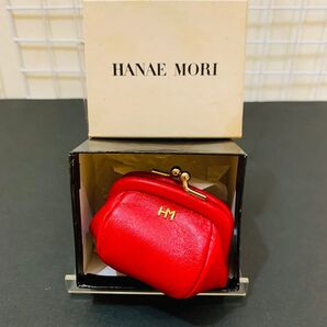 【未使用美品】ハナエモリ コインケース 小銭入れ がま口 レザー 財布 レッド