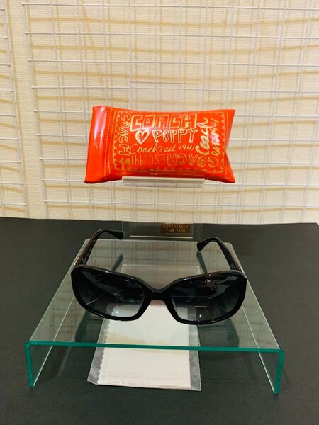 【ケース付美品】coach コーチ サングラス 眼鏡 フレーム ブラックカラー レンズ グレー