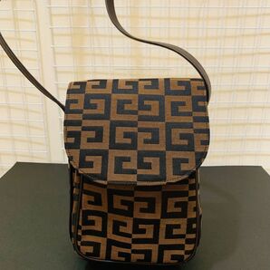 【美品】GIVENCHY ジバンシー ショルダーバッグ ポシェット バッグ レザー キャンバス ブラウン ショルダー