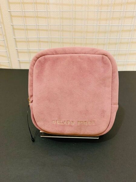 【未使用美品】ジェラートピケ ポーチ 小物入れ ポケットティッシュケース パープルピンク