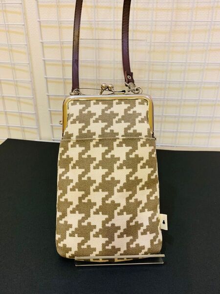 【未使用美品】AYANOKOJI 綾小路 がま口 ポシェット ショルダーバッグ レザーキャンバス グレーベージュ 斜め掛け