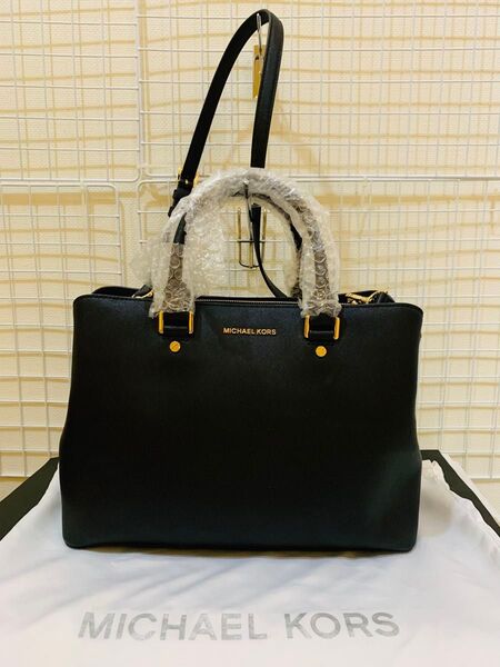 【未使用美品】 MICHAEL KORS マイケルコース 2WAY ハンドバッグ ショルダーバッグ レザー ブラック