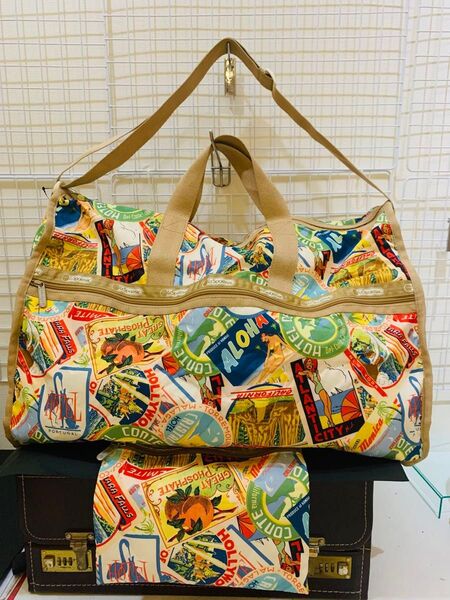 【美品】 LeSportsac レスポートサック ボストンバッグ ショルダーバッグ 2WAY 大容量 トートバッグ ポーチ付き