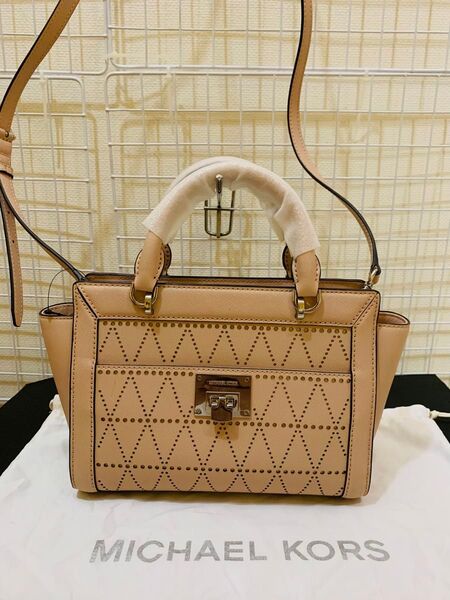 【未使用美品】 MICHAEL KORS マイケルコース 2WAY ハンドバッグ ショルダーバッグ レザー ピンクベージュ系
