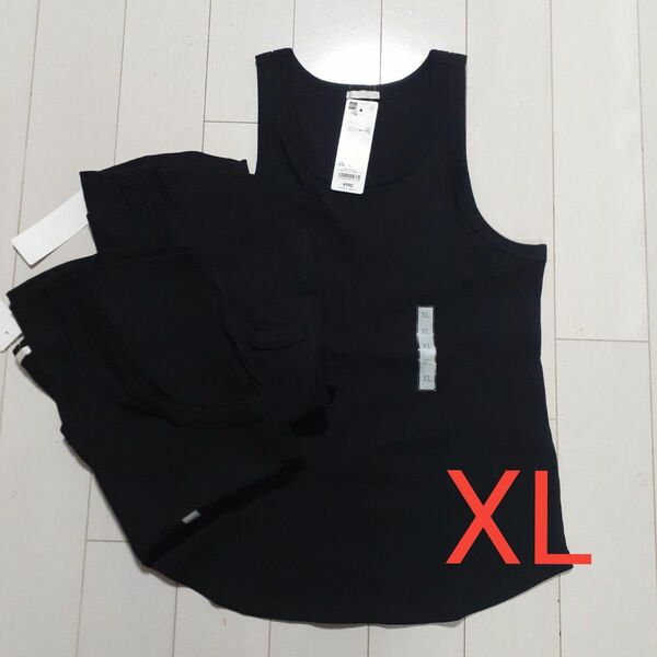 GU リブ タンクトップ 3点セット ブラック XL