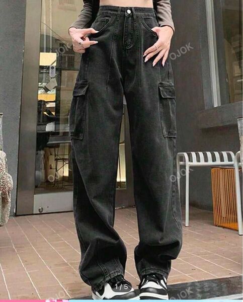 SHEIN ダークグレー カーゴパンツ